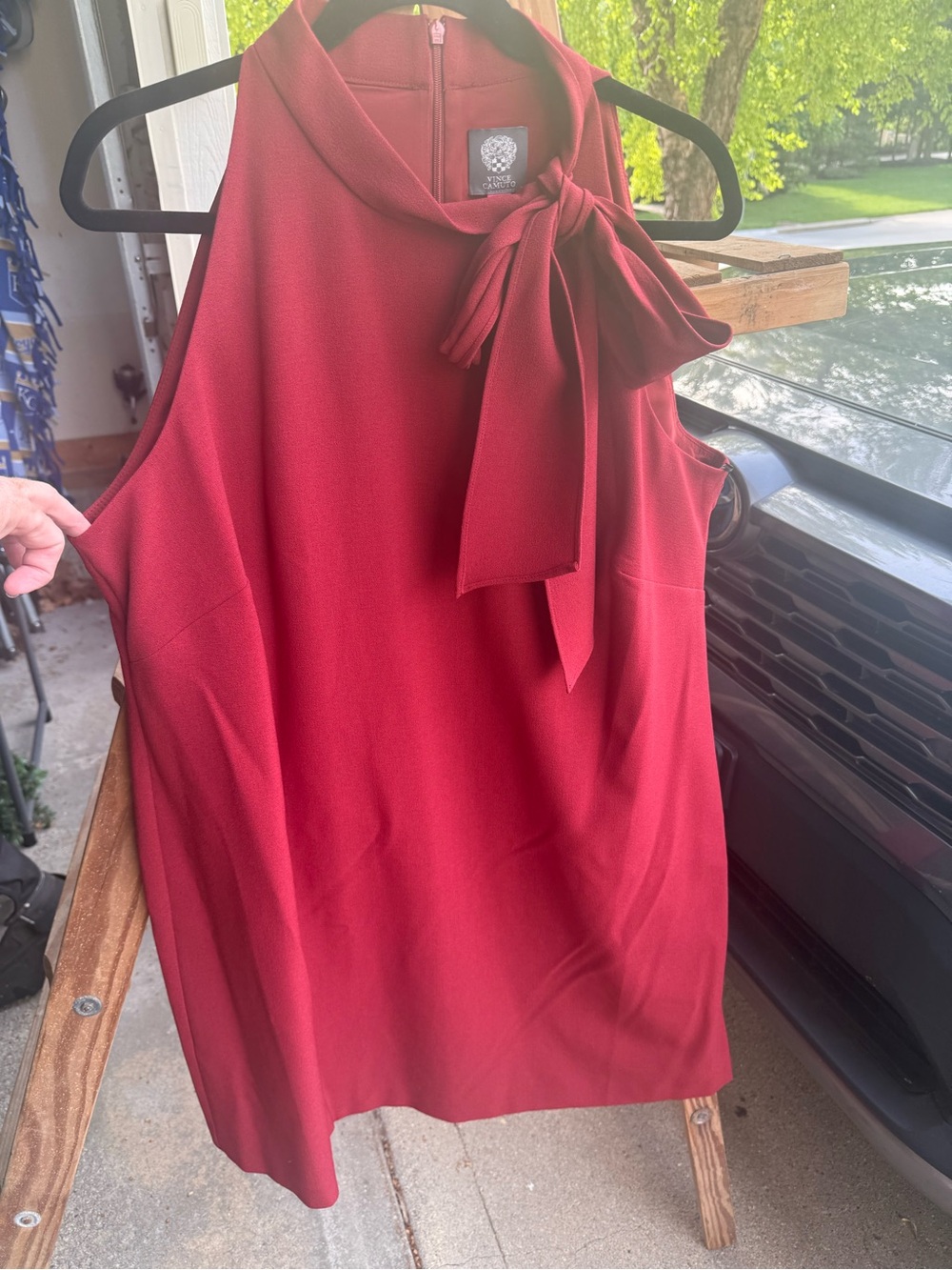 Vince Camuto Red Sleeveless Tie-Neck Dress